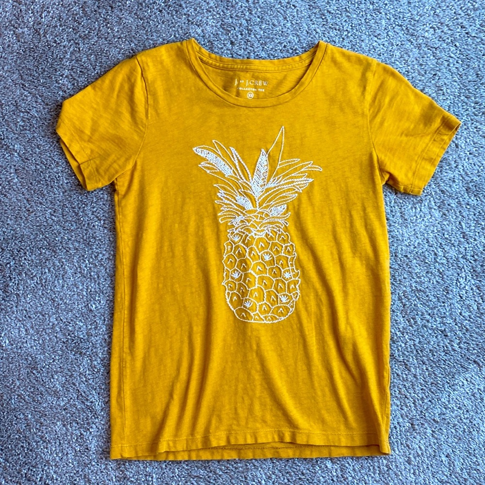 J Crew Embellished Pineapple Collector Tee, size XS.